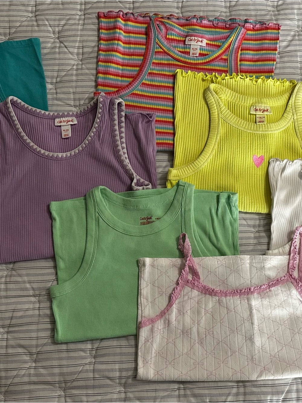 Cat & Jack Girls' Ribbed Tank Tops - Yellow, Green, Purple, Multi